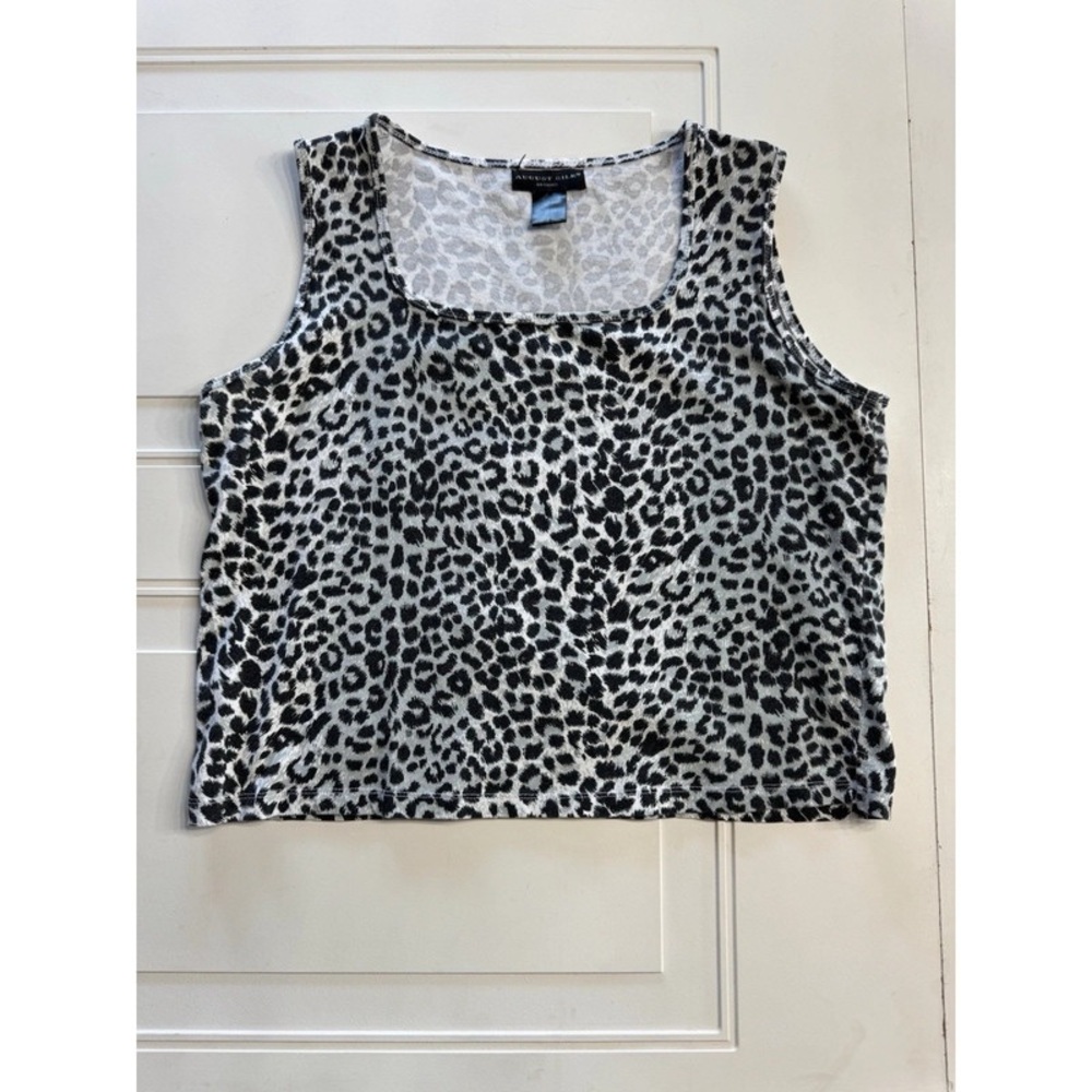 August Silk Black and White Boxy Crop Tank